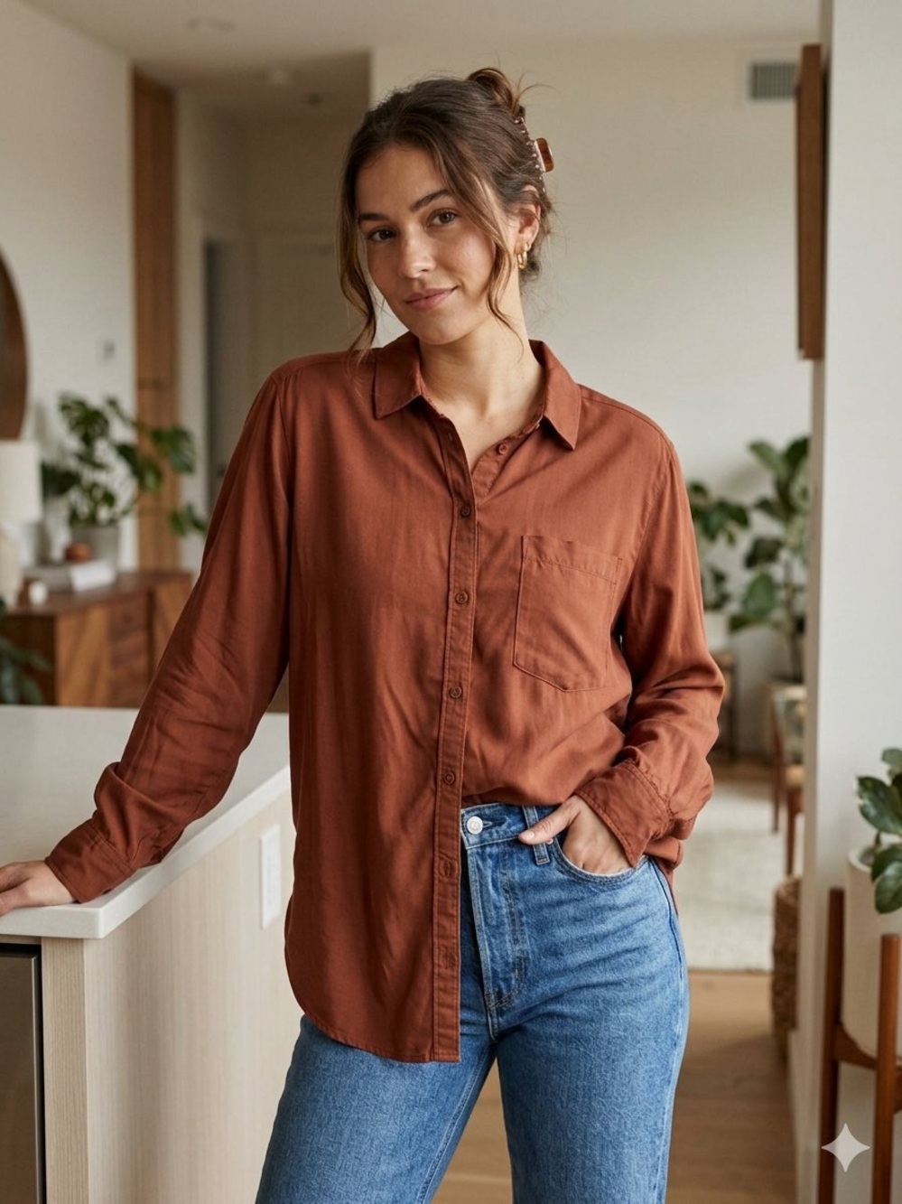 Abercrombie & Fitch Viscose-Blend Button-Down Shirt Sz M